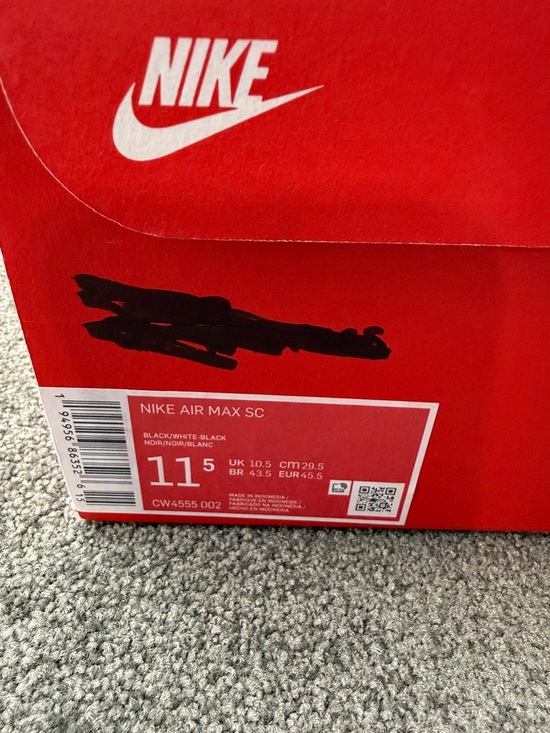 Nike Shoes Mens 11.5 Air Max SC Black White Athletic Sneakers CW4555 002 *Flaw main image 8